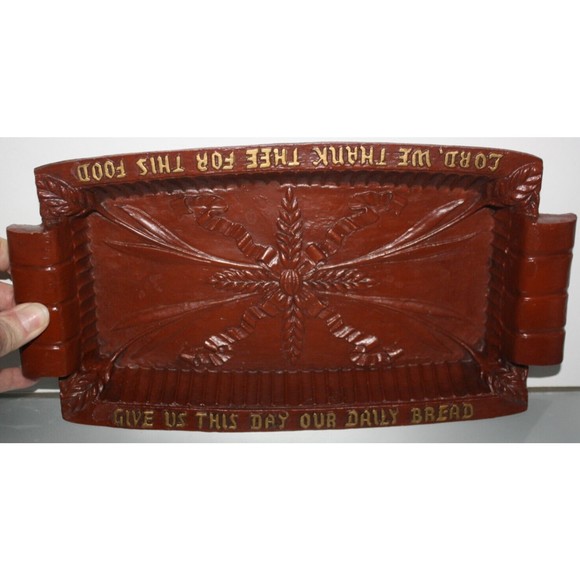 Vintage HTF Our Daily Bread Burwood Bread Tray Plate Grain Design Handles 13" - Picture 2 of 5